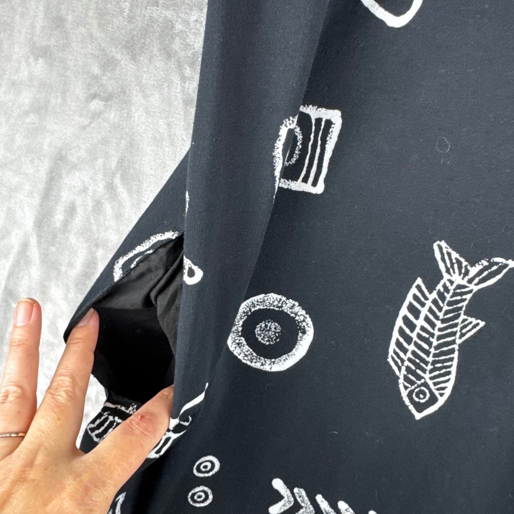 Studio G T-Shirt Dress Womens Large Black Fish Skeleton Tribal Print (x1522) - Picture 5 of 14
